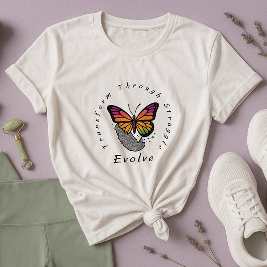 Transform Through Struggle T-Shirt - Butterfly Evolution