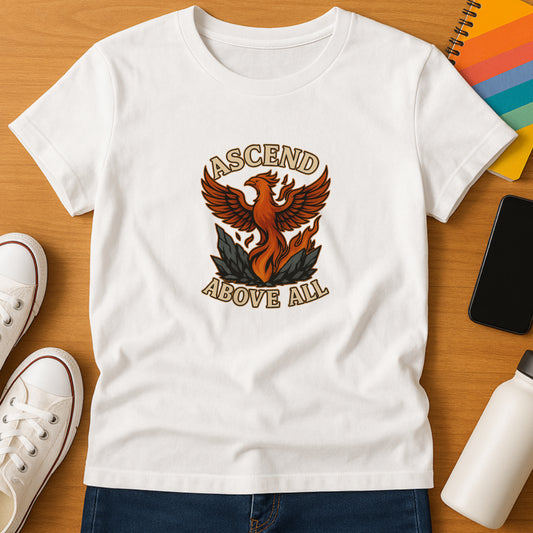 Ascend Above All T-Shirt – Phoenix Rising Strength Design