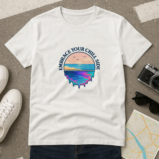 Embrace Your Chill Side T-Shirt - Mountain Lake Reflection Tee