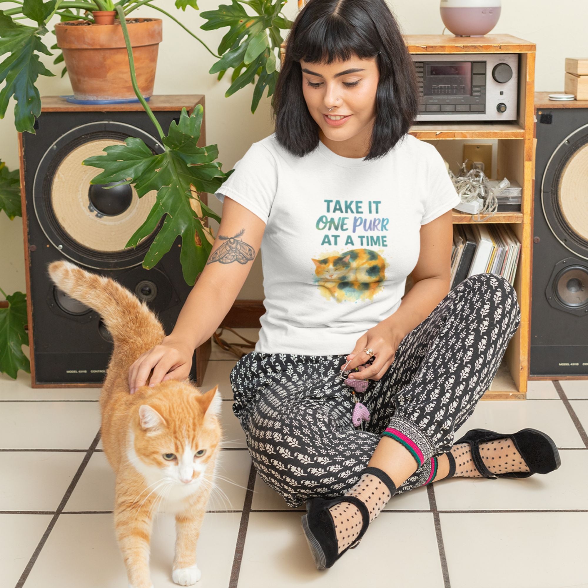 One Purr at a Time – Cat Encouragement Tee