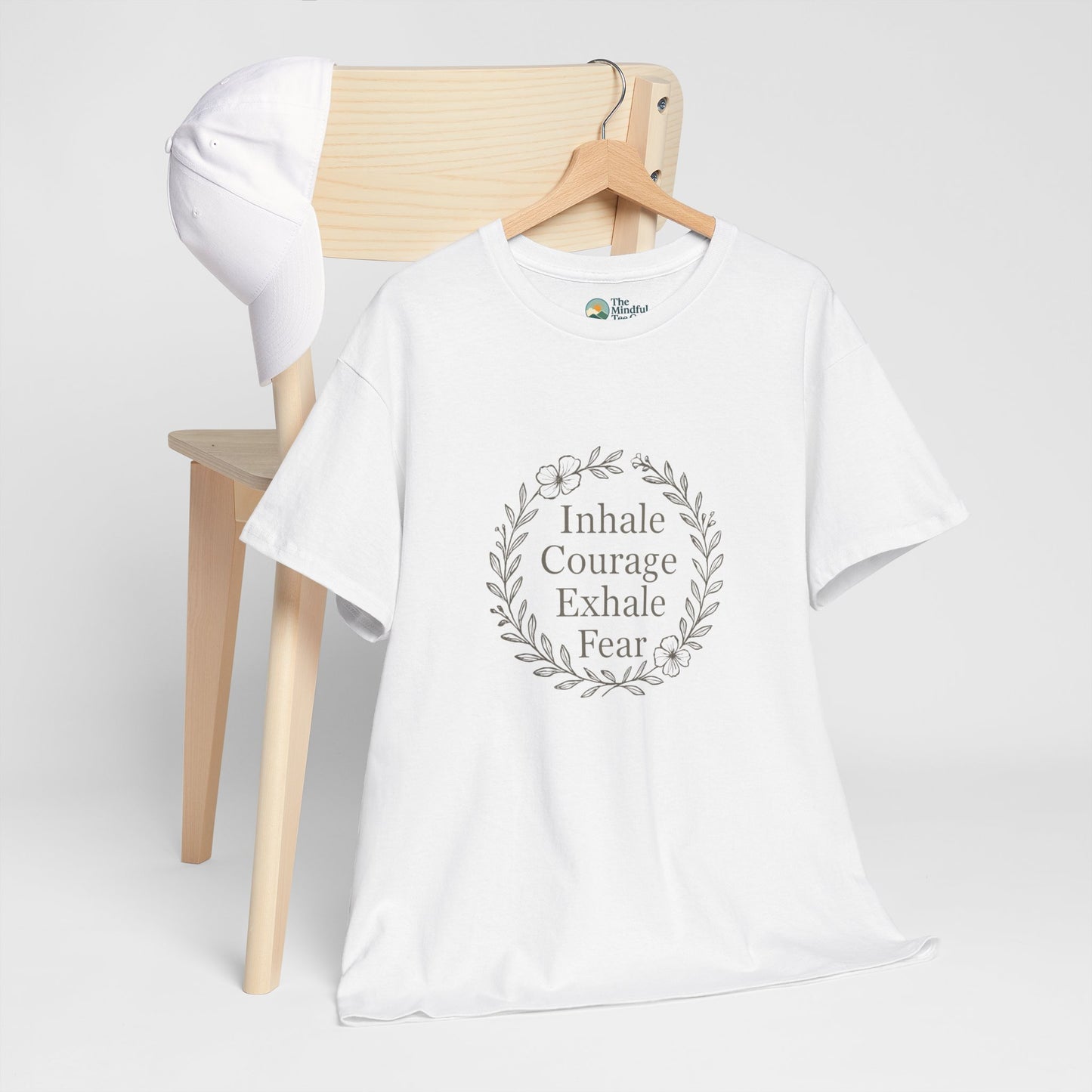 Inhale Courage, Exhale Fear T-Shirt – Inspirational Floral Tee