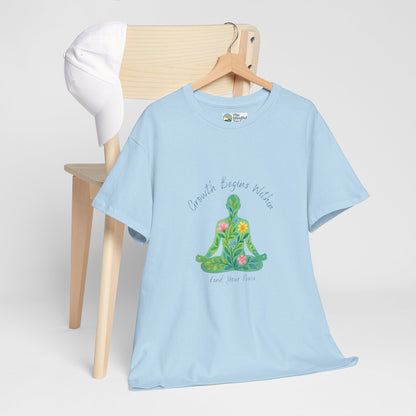 Growth Begins Within T-Shirt - Floral Yoga & Meditation Tee