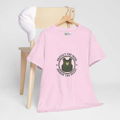 Protect the Mind, Armor the Heart T-Shirt – Military Strength & Resilience  Tee