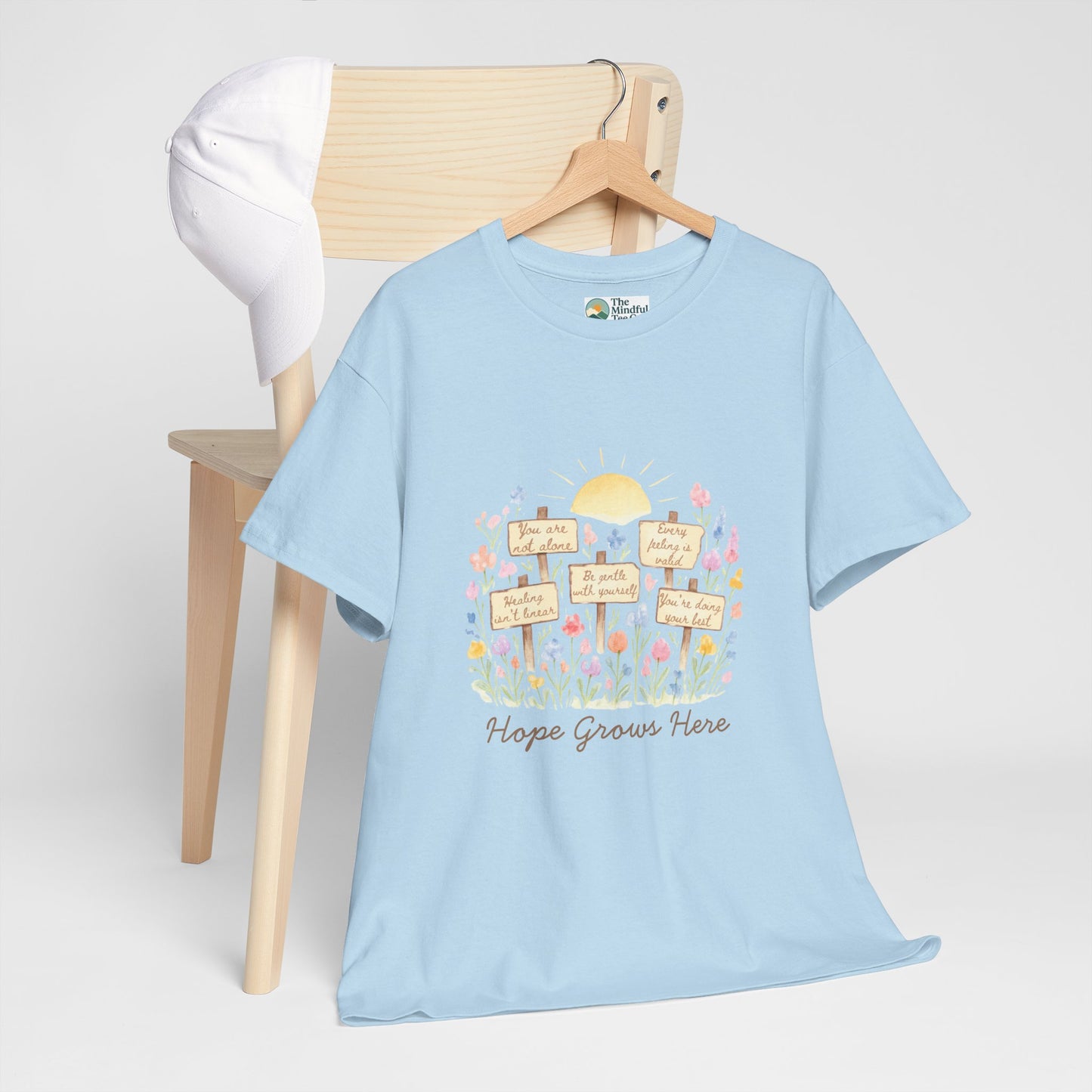 Hope Grows Here T-Shirt – Floral Self-Care Tee