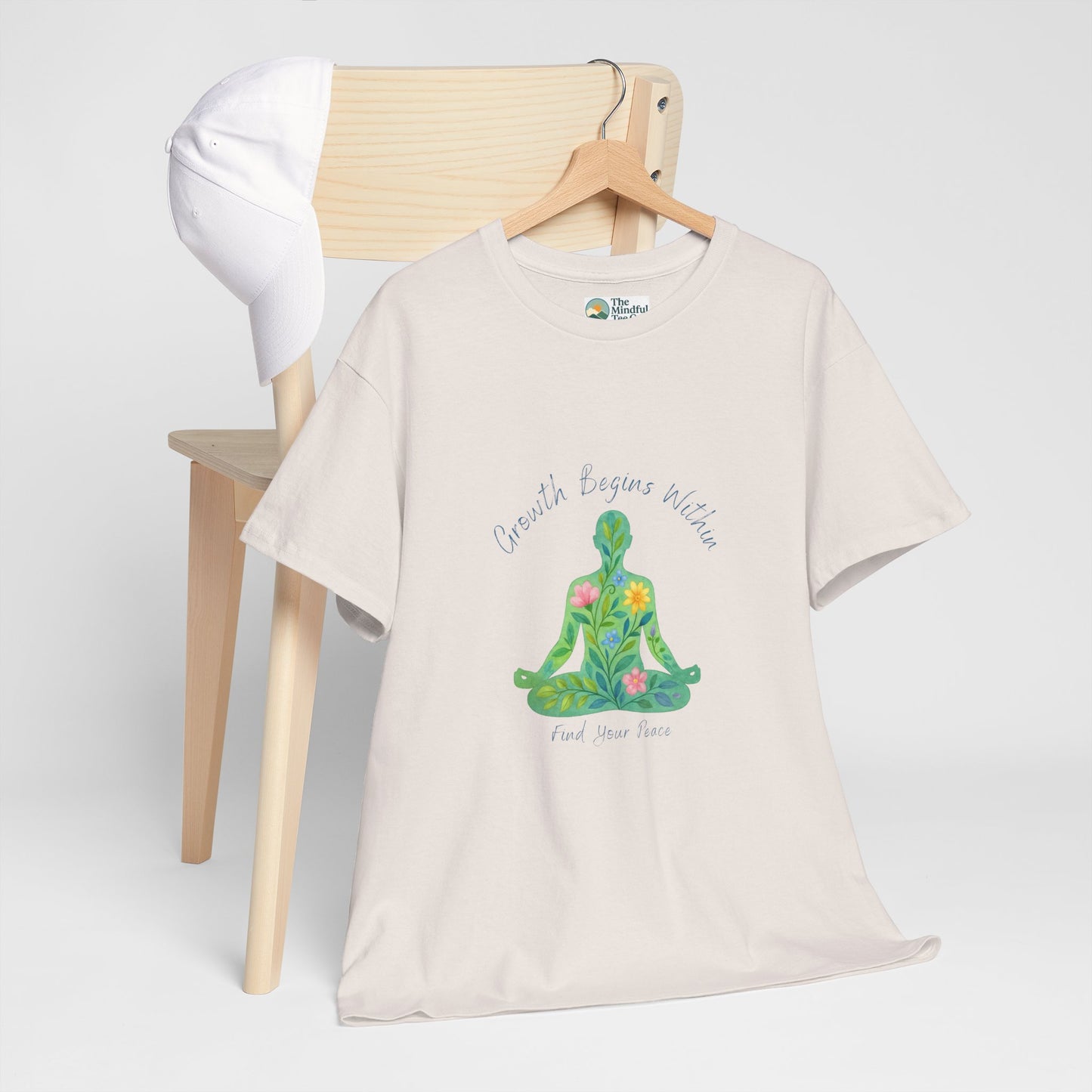 Growth Begins Within T-Shirt - Floral Yoga & Meditation Tee
