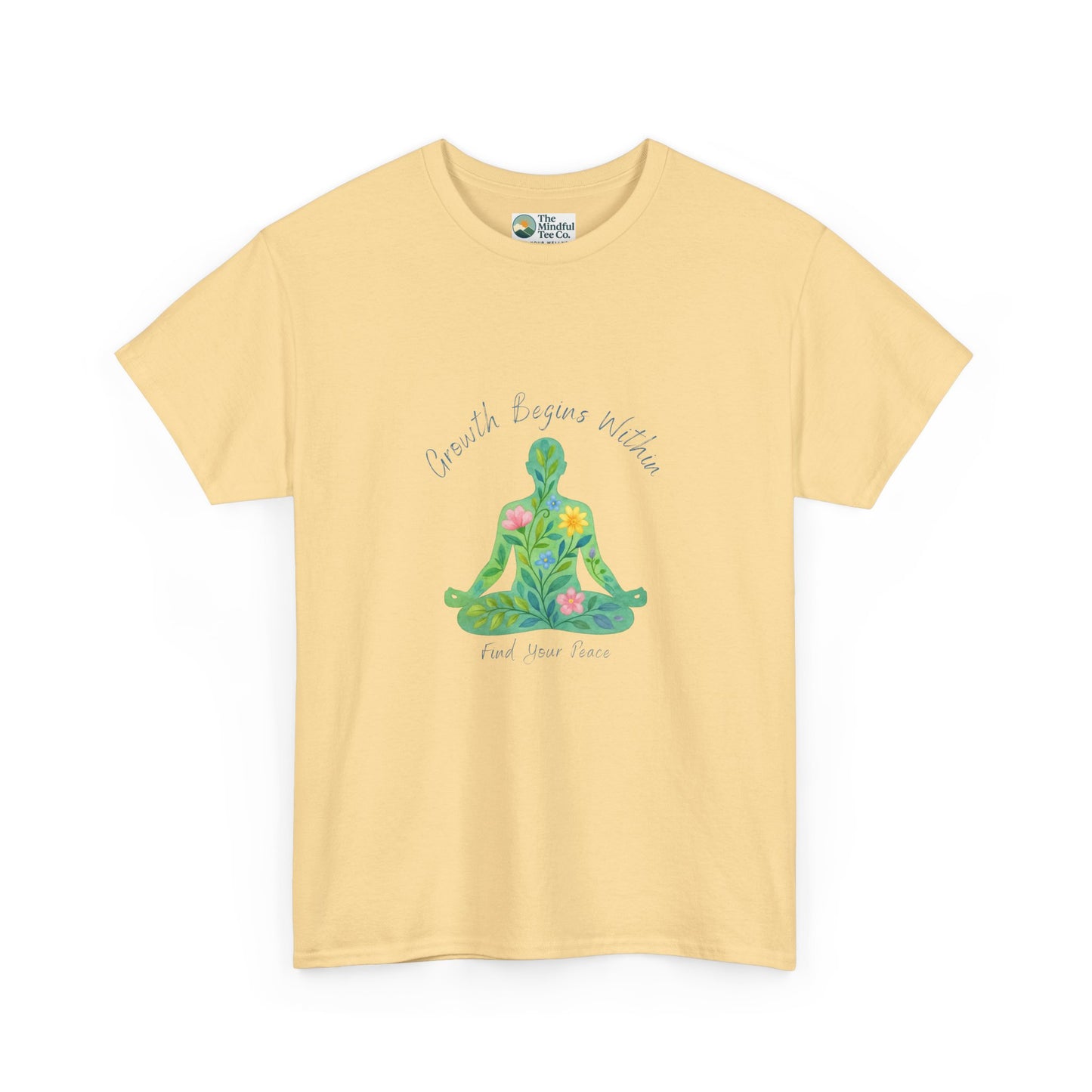 Growth Begins Within T-Shirt - Floral Yoga & Meditation Tee