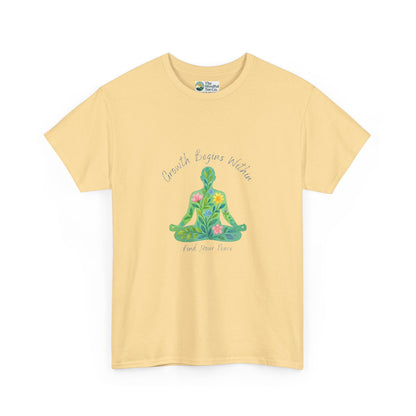 Growth Begins Within T-Shirt - Floral Yoga & Meditation Tee