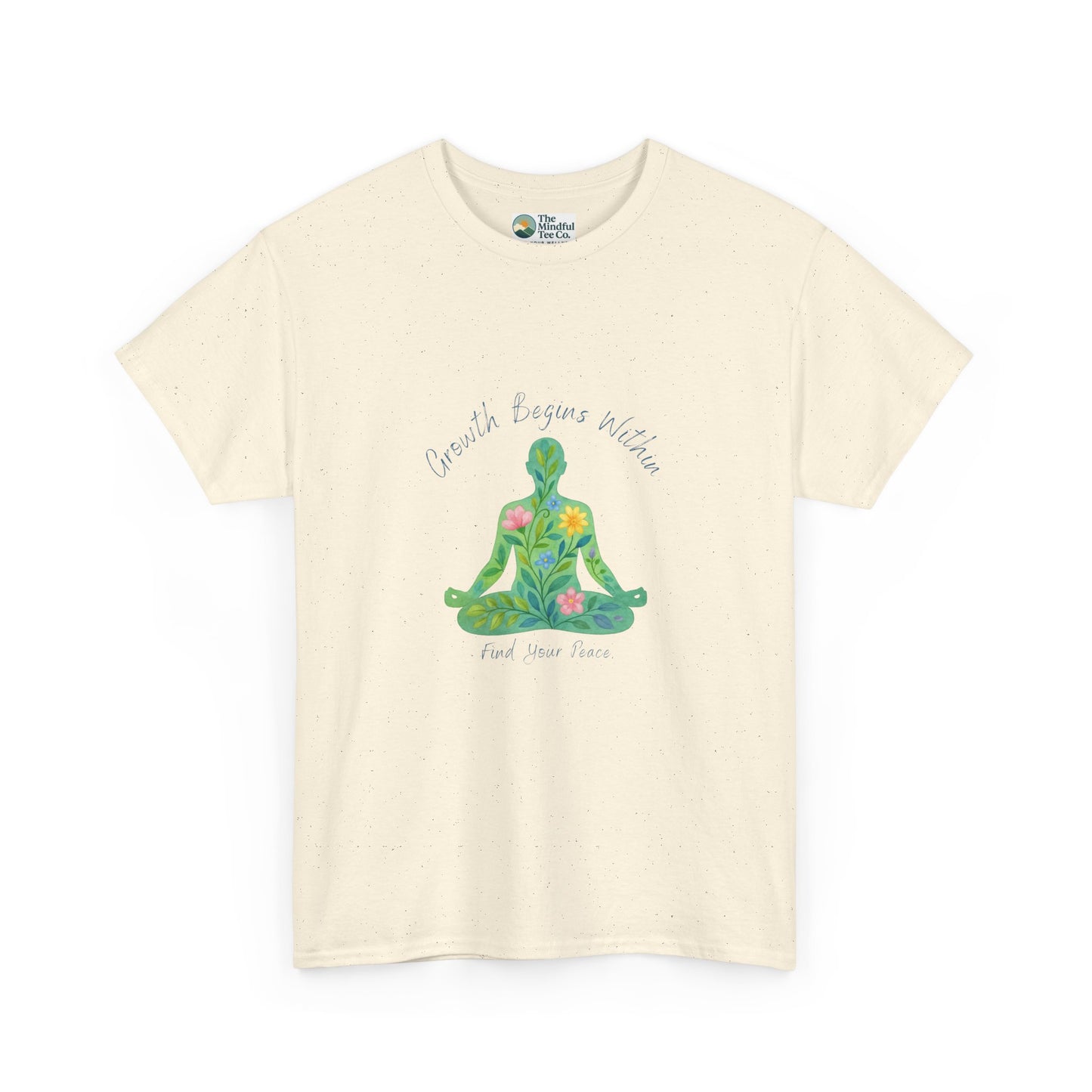 Growth Begins Within T-Shirt - Floral Yoga & Meditation Tee