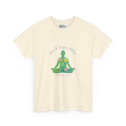 Growth Begins Within T-Shirt - Floral Yoga & Meditation Tee
