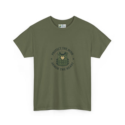 Protect the Mind, Armor the Heart T-Shirt – Military Strength & Resilience  Tee