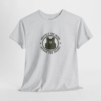 Protect the Mind, Armor the Heart T-Shirt – Military Strength & Resilience  Tee