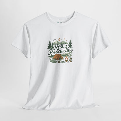 Rest Is Productive T-Shirt – Camping Mindfulness Tee