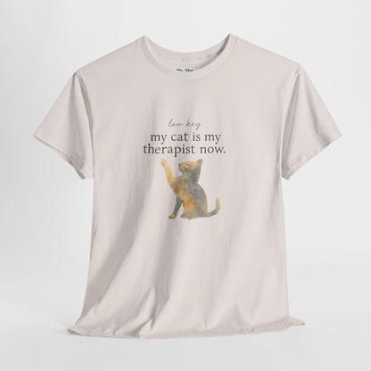 Low Key, My Cat Is My Therapist Now T-Shirt – Funny Cat Tee