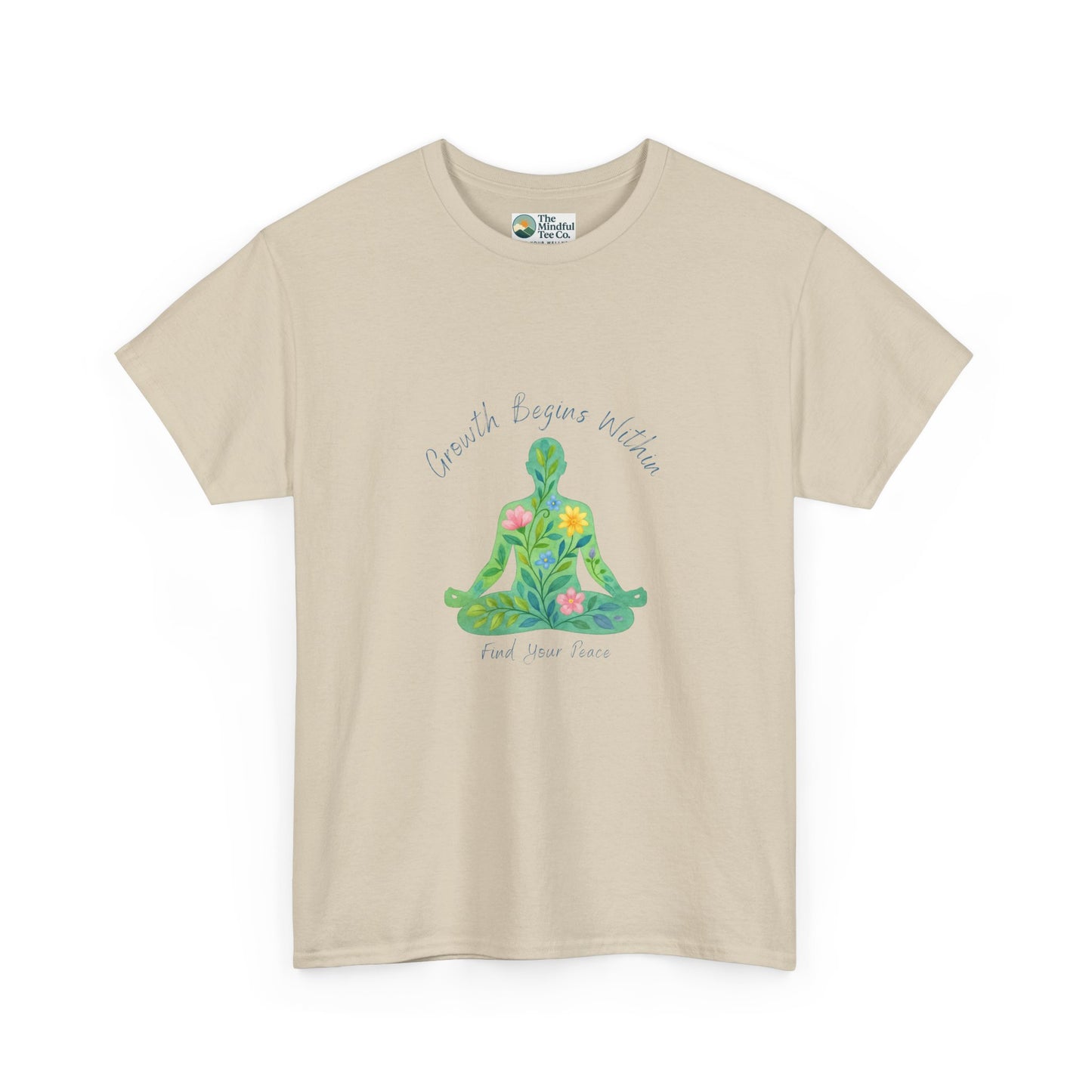 Growth Begins Within T-Shirt - Floral Yoga & Meditation Tee