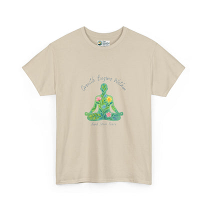Growth Begins Within T-Shirt - Floral Yoga & Meditation Tee