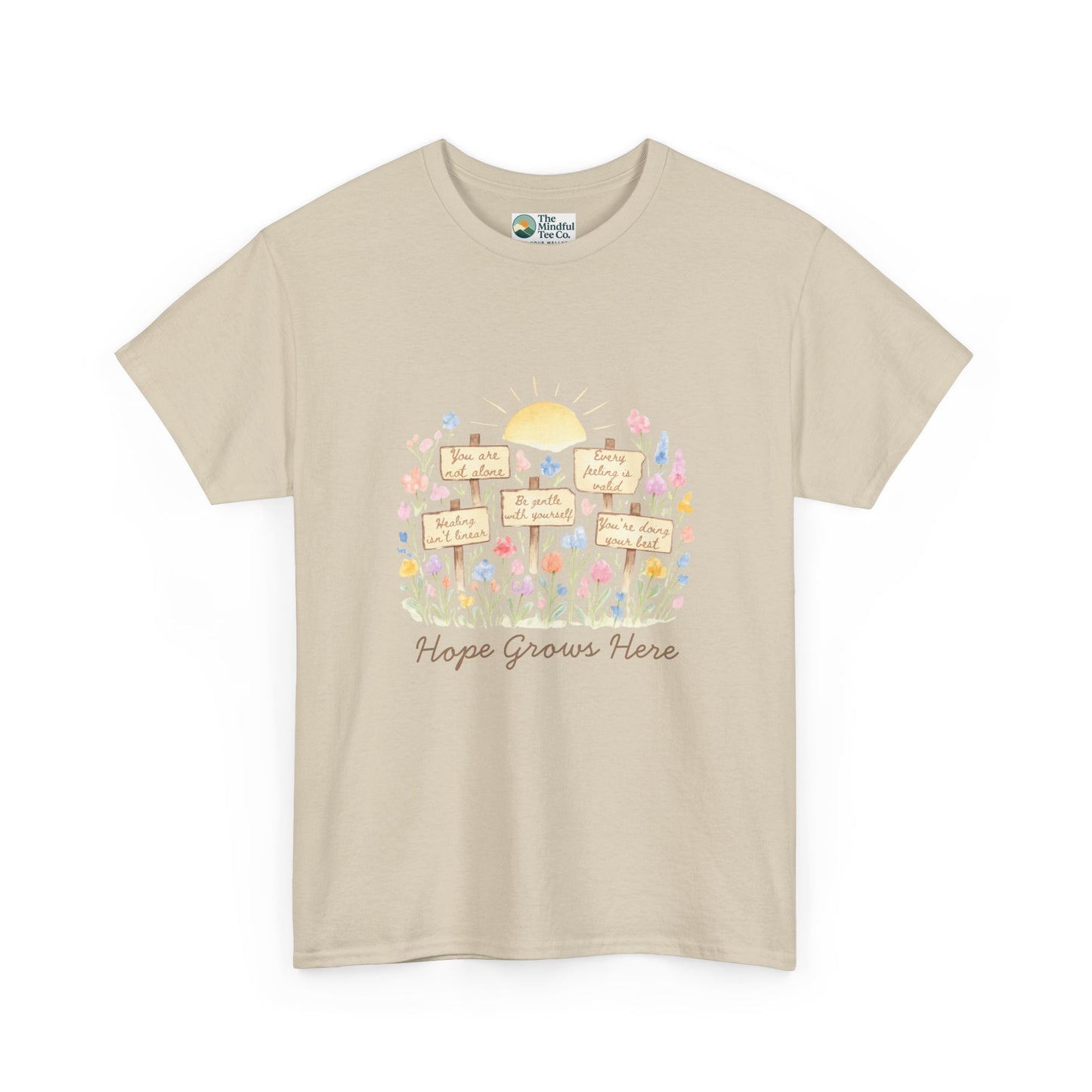 Hope Grows Here T-Shirt – Floral Self-Care Tee