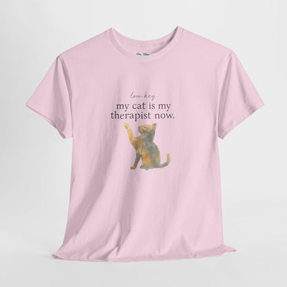 Low Key, My Cat Is My Therapist Now T-Shirt – Funny Cat Tee
