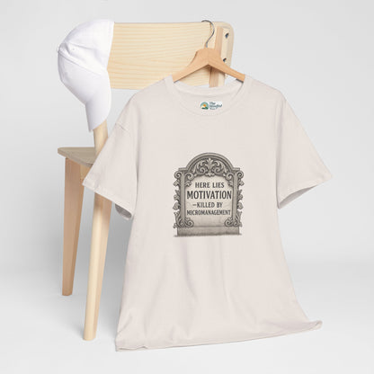 Here Lies Motivation T-Shirt – Corporate Parody Tee