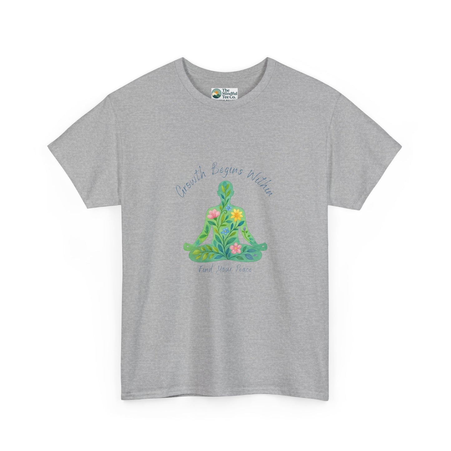 Growth Begins Within T-Shirt - Floral Yoga & Meditation Tee