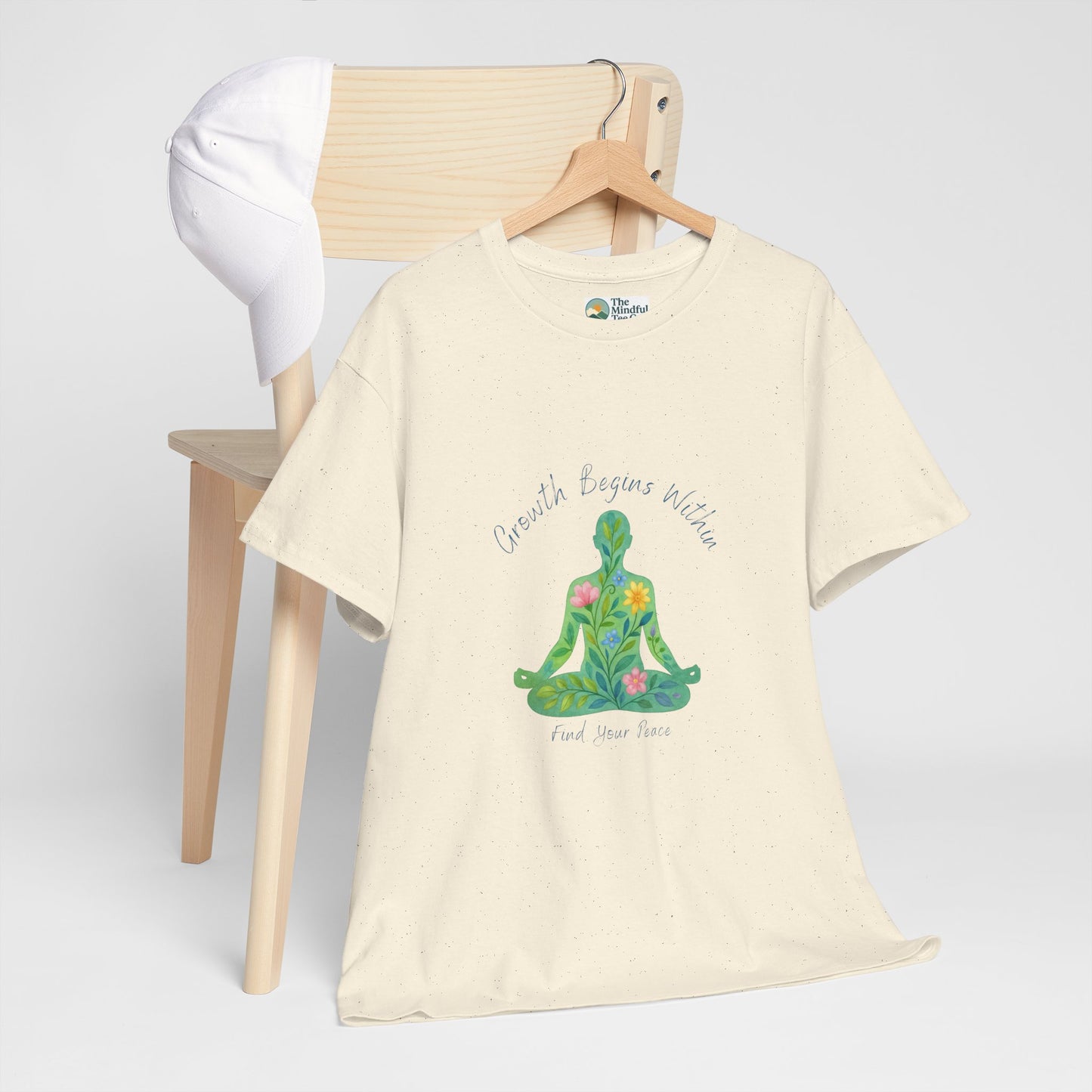 Growth Begins Within T-Shirt - Floral Yoga & Meditation Tee