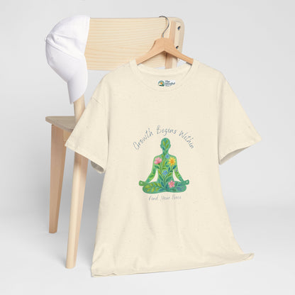 Growth Begins Within T-Shirt - Floral Yoga & Meditation Tee