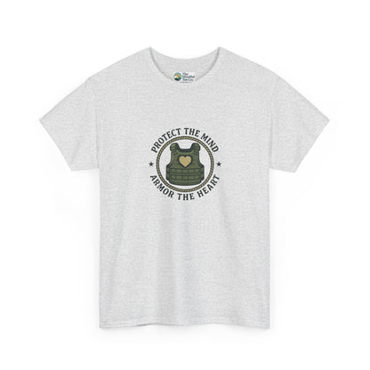 Protect the Mind, Armor the Heart T-Shirt – Military Strength & Resilience  Tee