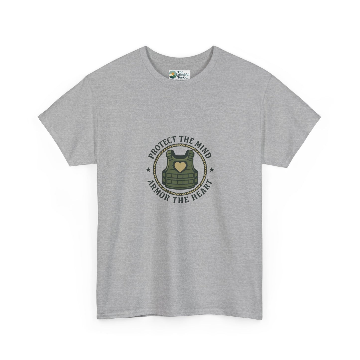 Protect the Mind, Armor the Heart T-Shirt – Military Strength & Resilience  Tee