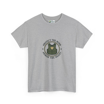Protect the Mind, Armor the Heart T-Shirt – Military Strength & Resilience  Tee