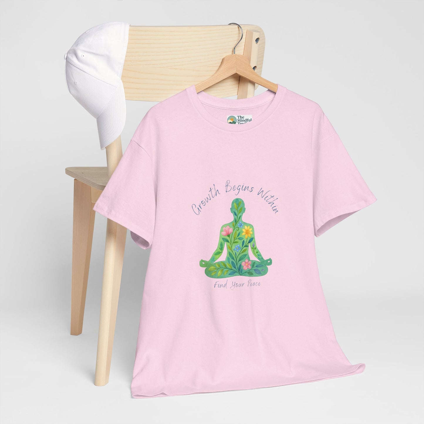 Growth Begins Within T-Shirt - Floral Yoga & Meditation Tee