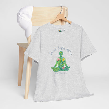 Growth Begins Within T-Shirt - Floral Yoga & Meditation Tee