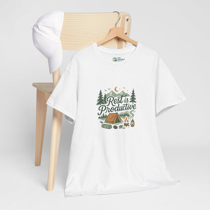Rest Is Productive T-Shirt – Camping Mindfulness Tee