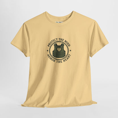 Protect the Mind, Armor the Heart T-Shirt – Military Strength & Resilience  Tee