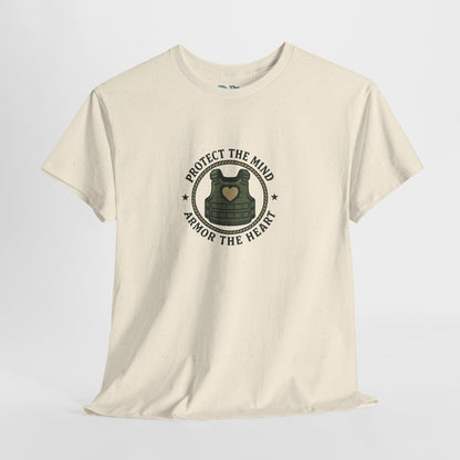 Protect the Mind, Armor the Heart T-Shirt – Military Strength & Resilience  Tee