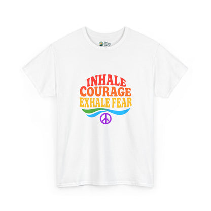 Inhale Courage, Exhale Fear T-Shirt – Retro Affirmation Tee