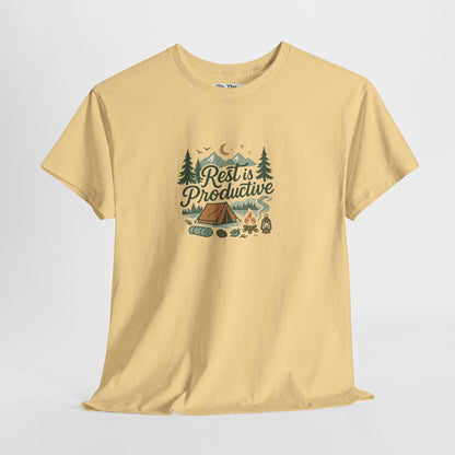 Rest Is Productive T-Shirt – Camping Mindfulness Tee