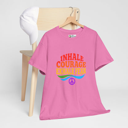 Inhale Courage, Exhale Fear T-Shirt – Retro Affirmation Tee
