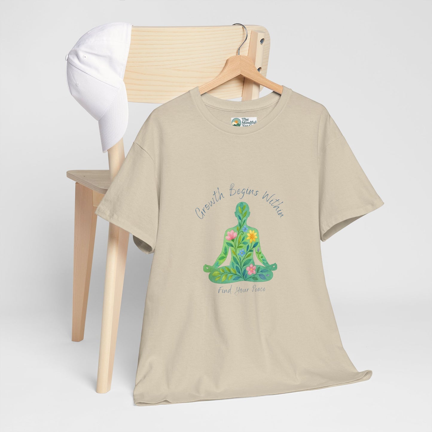 Growth Begins Within T-Shirt - Floral Yoga & Meditation Tee