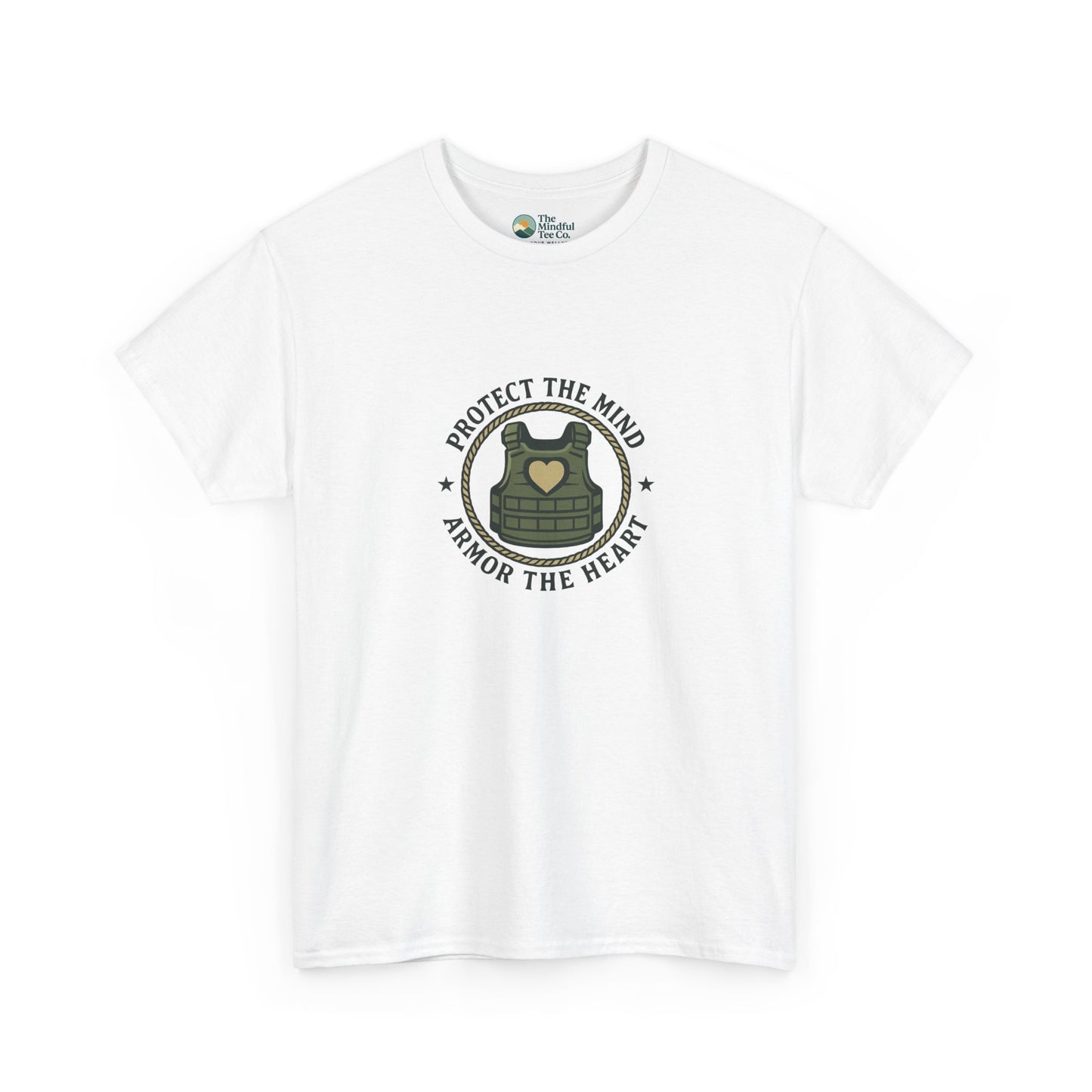 Protect the Mind, Armor the Heart T-Shirt – Military Strength & Resilience  Tee
