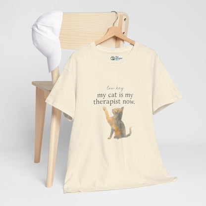 Low Key, My Cat Is My Therapist Now T-Shirt – Funny Cat Tee