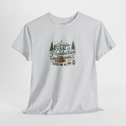 Rest Is Productive T-Shirt – Camping Mindfulness Tee