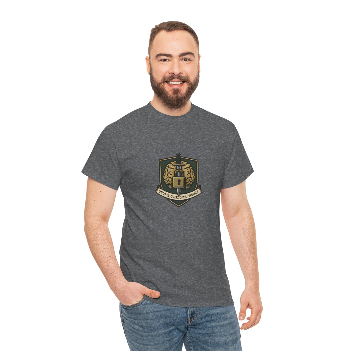 Unlock Overcome Endure T-Shirt – Military Strength & Perseverance  Tee