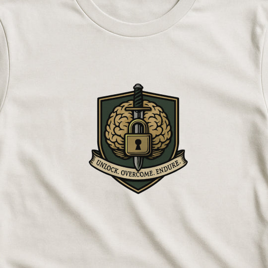 Unlock Overcome Endure T-Shirt – Military Strength & Perseverance  Tee