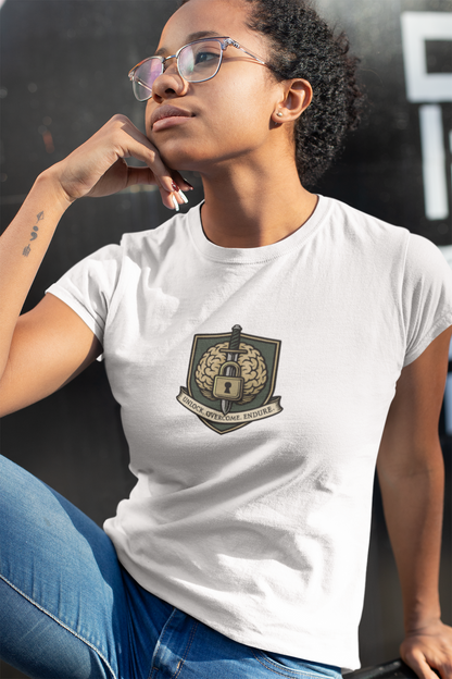 Unlock Overcome Endure T-Shirt – Military Strength & Perseverance  Tee