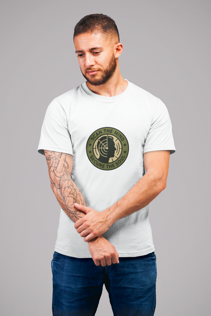 Scan the Mind, Secure the Soul T-Shirt – Military Awareness & Strength  Tee