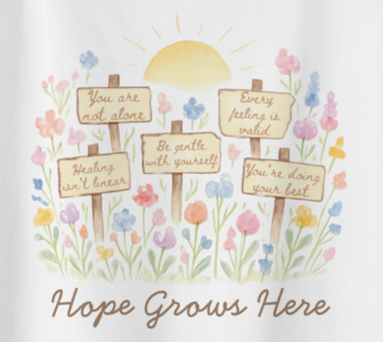 Hope Grows Here T-Shirt – Floral Self-Care Tee