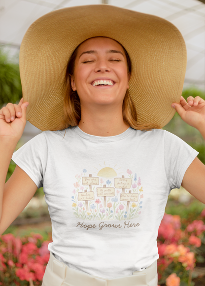 Hope Grows Here T-Shirt – Floral Self-Care Tee