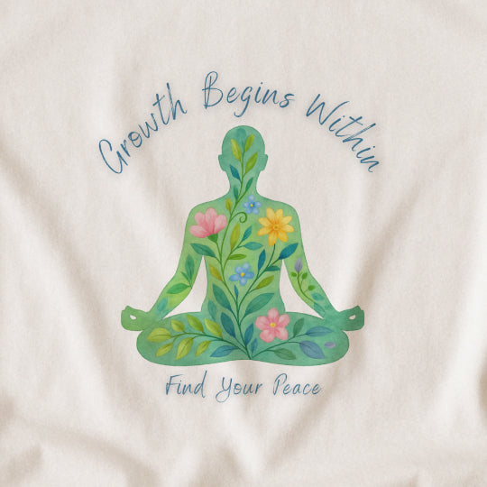 Growth Begins Within T-Shirt - Floral Yoga & Meditation Tee