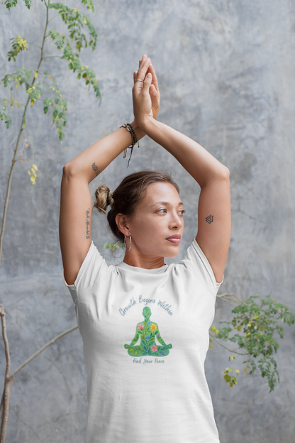 Growth Begins Within T-Shirt - Floral Yoga & Meditation Tee