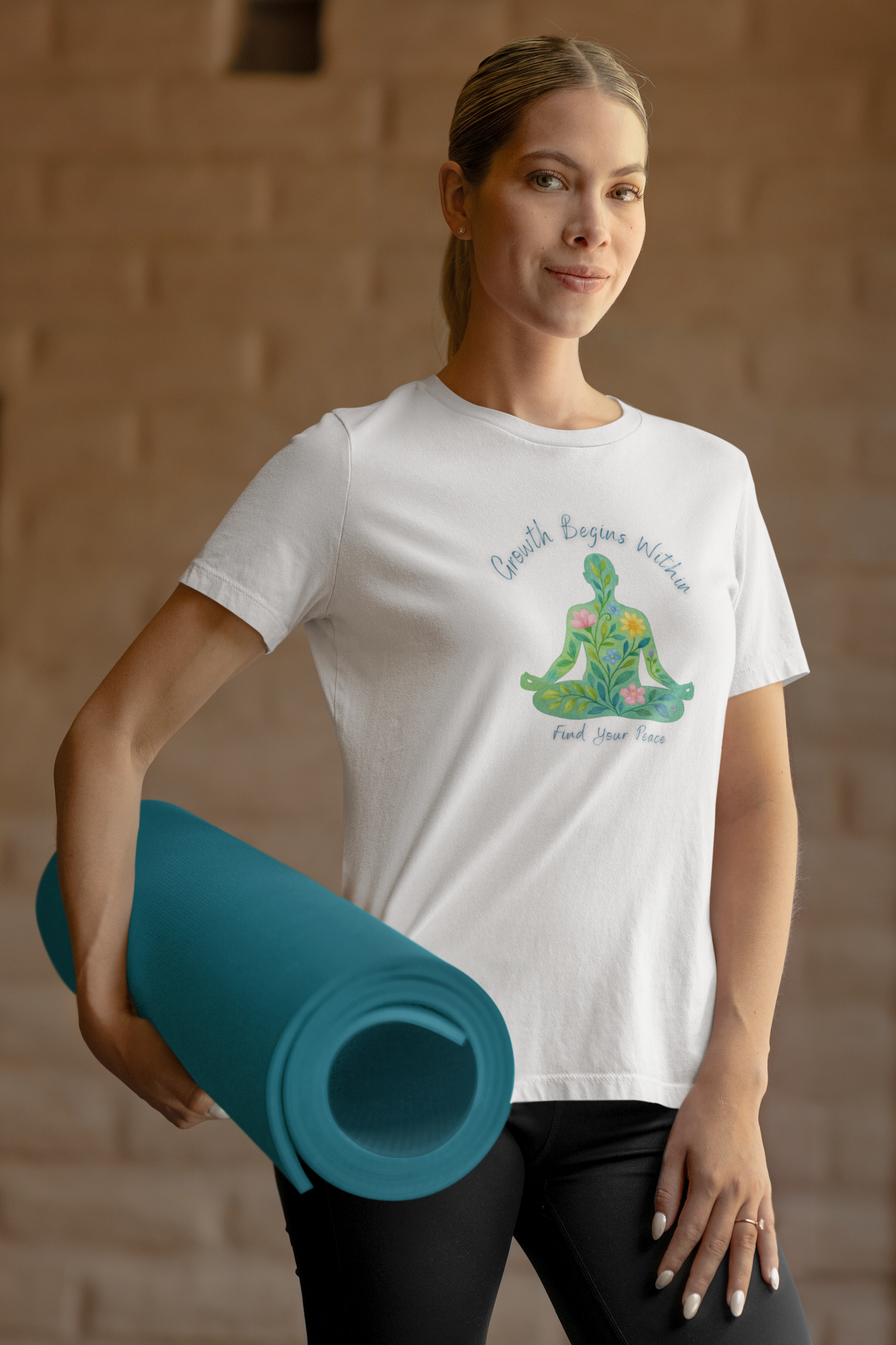 Growth Begins Within T-Shirt - Floral Yoga & Meditation Tee