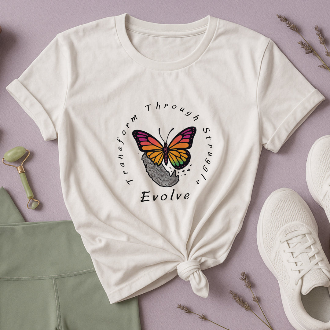 Transform Through Struggle T-Shirt - Butterfly Evolution